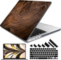 DONGKE for M4 MacBook Pro 16 Inch Case 2024 2023 2021 A3403 A3186 M3 A2991 M2 A2780 M1 A2485 Pro/Max Chip, Plastic Hard Shell Case & Keyboard Cover for Mac Pro 16 with Touch ID, Wood Grain