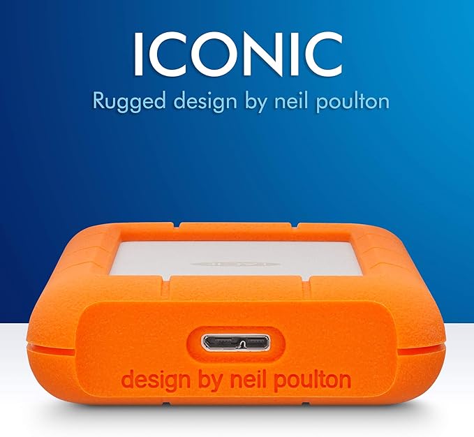 LaCie Rugged 5TB Portable External HDD - USB 3.0/2.0 Compatible, Shock/Dust/Rain Resistant for Mac & PC, Orange, Grey