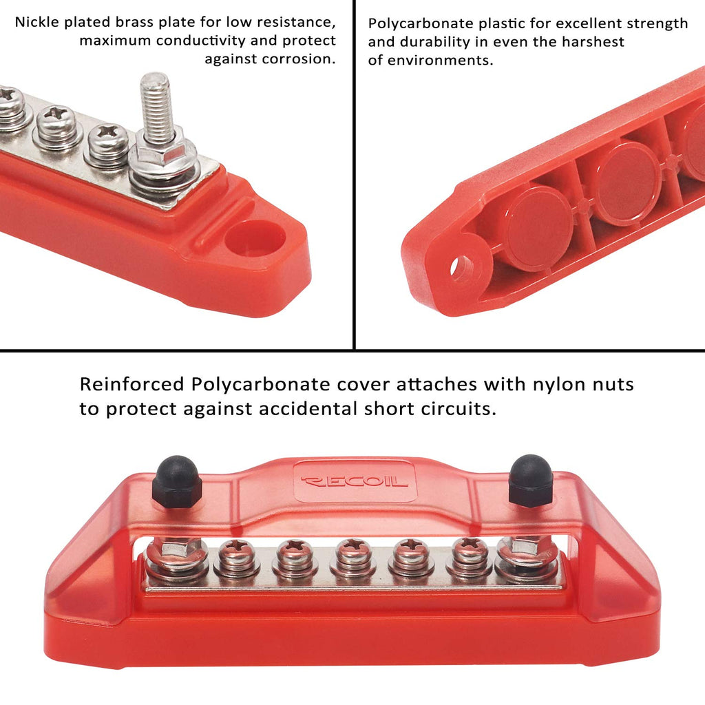 Recoil BBS25P Bus Bar 2 M5 Studs 5 Screw Terminal Power Distribution Block