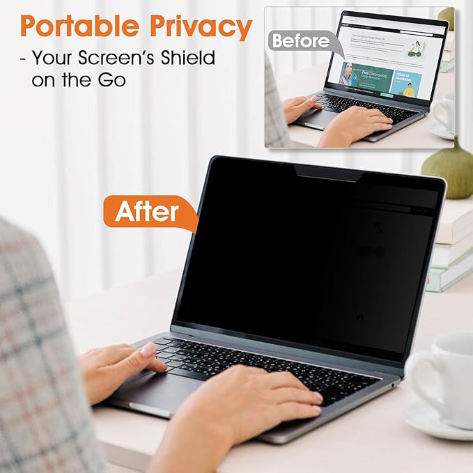 Magnetic Laptop Privacy Screen 13.3 Inch 16:9(Not for 1920x1200 Resolution)- Removable Anti-Glare Blue Light Filter, Computer Privacy Screen Shield for 13.3'' 1920x1080P Laptop Monitor