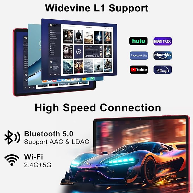 Android 14 Tablet 11 Inch Tablets, 24GB RAM 256GB ROM(1TB Expand), Octa-Core Tablets with 8000 mAh Battery, 5G WiFi, Bluetooth 5.0, Android Tablet 5MP+13MP Dual Camera, IPS Touch Screen, GPS Tab-Red