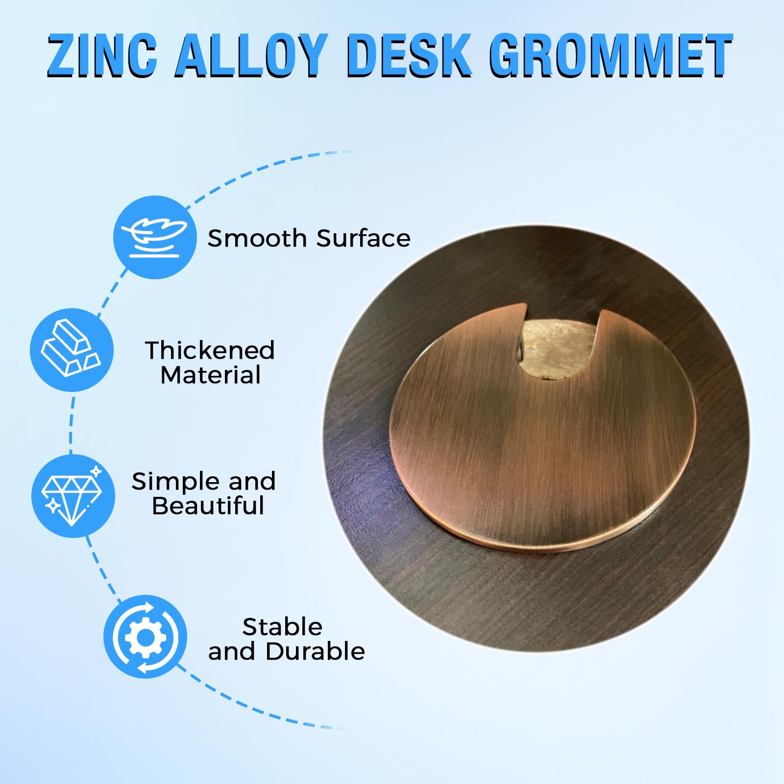 Desk Grommet 1-3/8" (35 mm), 2 Pcs Flat Black Desk Cord Hole Cover