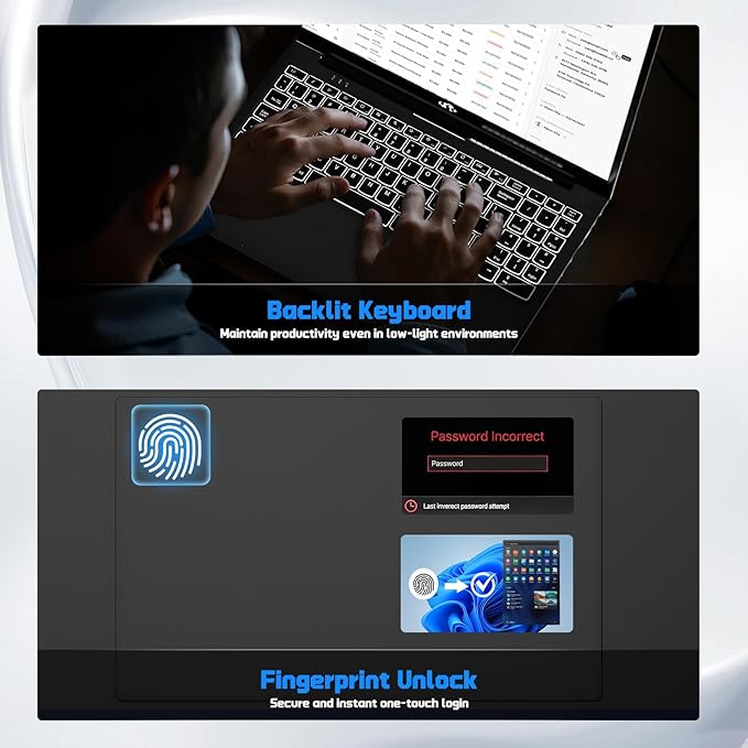 15.6" FHD IPS Student-Laptop Computer - 16GB RAM 1TB SSD, 4 Cores 13th Gen Intel N150(Beat to i3-1115G4, Up to 3.6GHz), 65W GaN Type-C, Fingerprint, Backlit Keyboard, Wi-Fi 6, BT5.2, Numpad