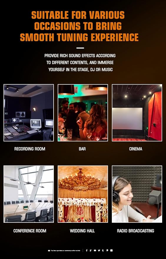 A-Series Professional Mixer for Recording DJ Stage Karaoke Music Application w/ 99 DSP Effect USB Drive for Computer Recording Input, XLR Microphone Jack, 48V Power for Professional (8-Channel)