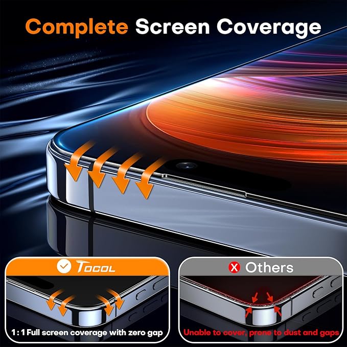 TOCOL for iPhone 12 Privacy Screen Protector True 25°Anti Spy 9H+ Hardness Tempered Glass for iPhone iPhone 12 Full Coverage Screen Protector Easy Installation 2 Pack