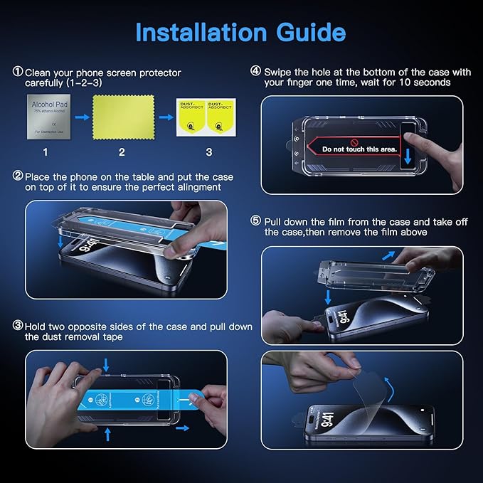 Uyiton Anti-Blue Light for iPhone 14 Plus/iPhone 13 Pro Max Screen Protector - Unbreak-Glass Easy to Install Full Coverage Case Friendly Scratch Resistance 9H Tempered Glass Screen Protector, 2 Pack