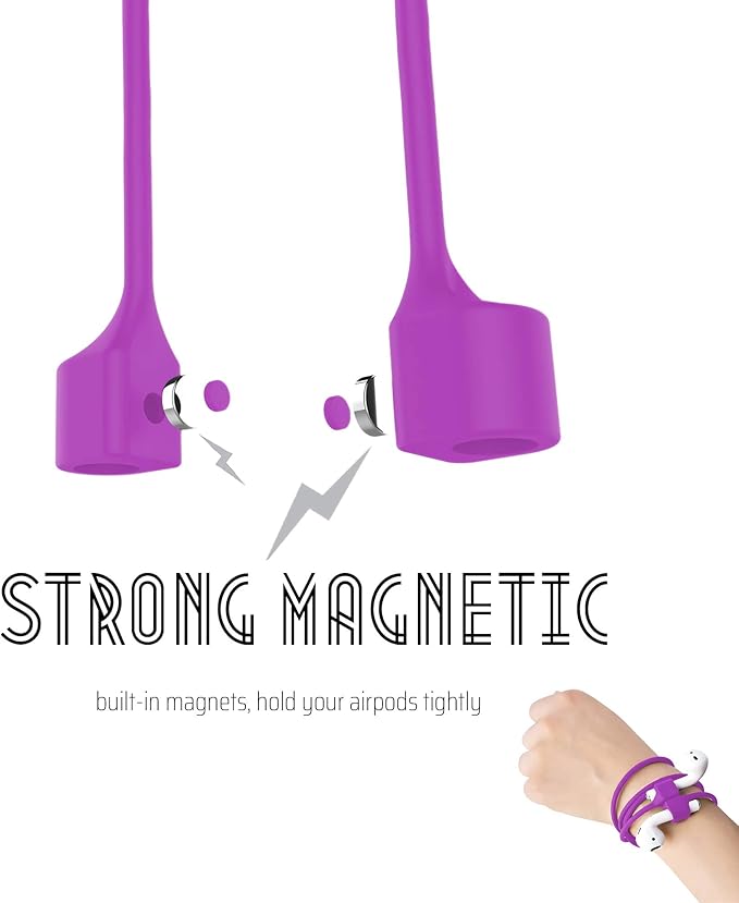 Ultra Strong Magnetic Airpod Pro Strap Anti-Lost Cord Sports Lanyard Compatible with Airpods 3rd 2nd Generation Pro 3 2 1 (Purple)