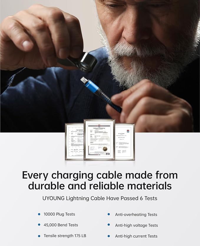 6FT Lightning Cable 3Pack 6 Foot [Apple MFi Certified] iPhone Charger Cable Nylon Braided USB Fast iPhone Charging Cord Compatible with iPhone 14 13 12 11 XS Max XR X 8 Plus 7 6 SE iPad Pro - Blue