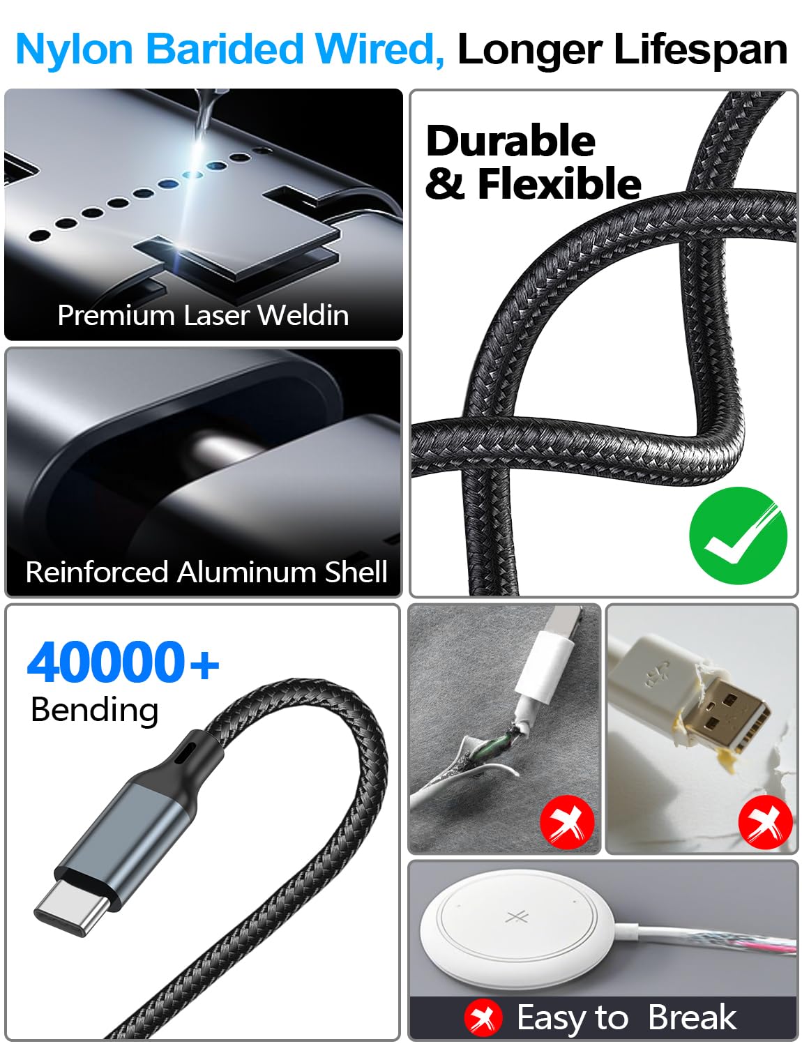 Travel Essentials,2 Pack Multi Charging Cable for Apple Watch Charger/iPhone/Samsung Charger,Type C/Lightning/iWatch/Micro Charging Cable for iWatch Ultra/10-2/iPhone/Galaxy/Airpods[1.2M]