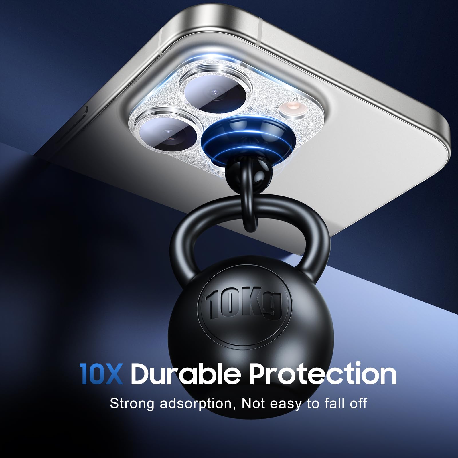 UniqueMe for iPhone 15 Pro/15 Pro Max Camera Lens Protector-Bling Silver