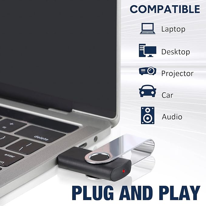 3 Pack 32GB USB Flash Drive with Type C Adapter and Storage Box USB 2.0 High Speed Metal Pen Drive 360° Rotatable Storage Memory Stick for Phone/Pad/PC/Laptop/Android - Black(3-Pack 32GB)