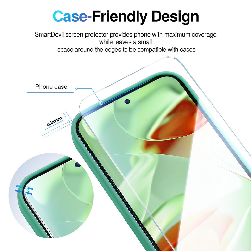 SMARTDEVIL [3+1 Pack Tempered Glass for Google Pixel 9 Screen Protector