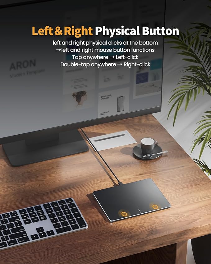 ProtoArc Wired USB Trackpad for Windows 10/11, Large High-Precision Wired Trackpad Mouse with Multi-Gesture, Ultra Slim Portable Aluminum Touchpad Mouse for Computer/Desktop/Laptop