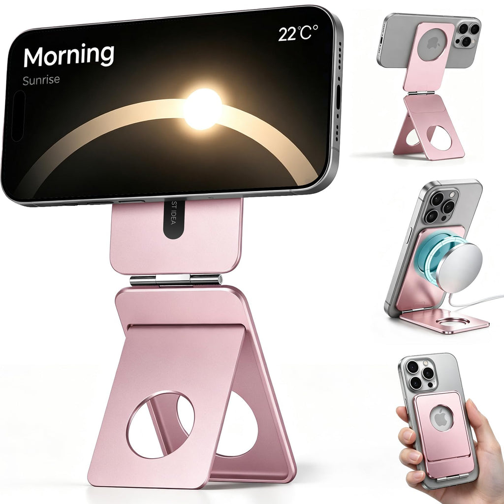 1ST IDEA for MagSafe Tripod Stand Ultra-Thin 0.23" | Aluminum Alloy Magnetic Tripod for iPhone, Flexible 20x Magnet Phone Stand Gift Accessories for Women Men for iPhone 17 16 15 14 13 12 Series