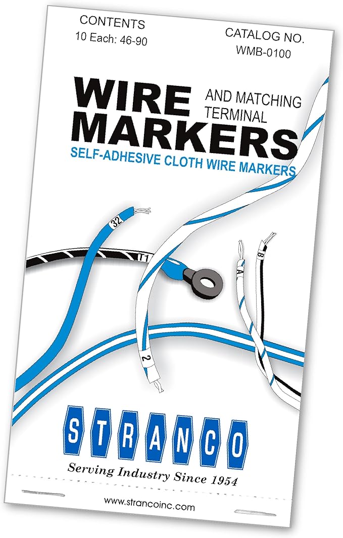 Premium Wire Marker Book for Cable Management, Vinyl-Coated, High-Tack Adhesive, Electric Panel Wire Label Stickers - 10 Pages, 1 Book, Numbered 46-90 (Pack of 10)