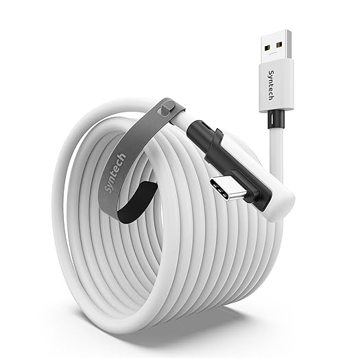 Syntech Link Cable 20 FT Compatible with Oculus/Meta Quest 3/Meta Quest2/Pro/Pico 4/Ultra Accessories and PC/SteamVR, High Speed PC Data Transfer, USB 3.0 to USB C Cable for VR Headset