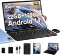 Android Tablet with Keyboard, 10 inch Android 14 Tablets 22GB+128GB, Octa-Core CPU, 8000mAh, HD IPS Display, 5G WiFi, BT 5.0, GPS, Widevine L1, 1TB Expandable, Mouse, Split Screen, Metal Body -Blue