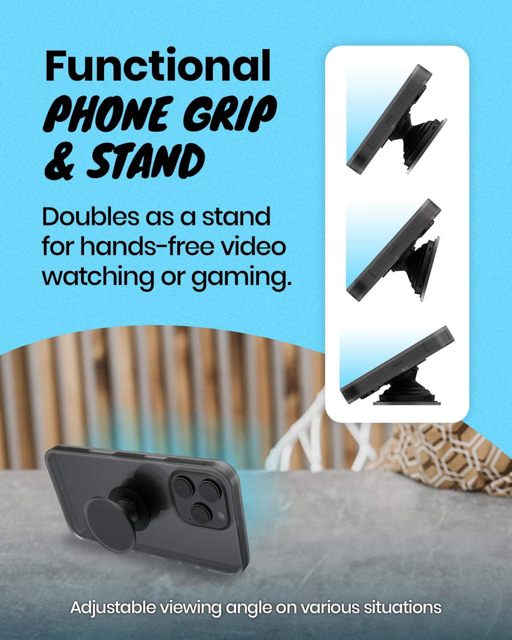 Solid Color Button Phone Grip – Minimalist Design, Durable and Lightweight, Grip and Stand for Smartphones (Red, Adhesive Type)