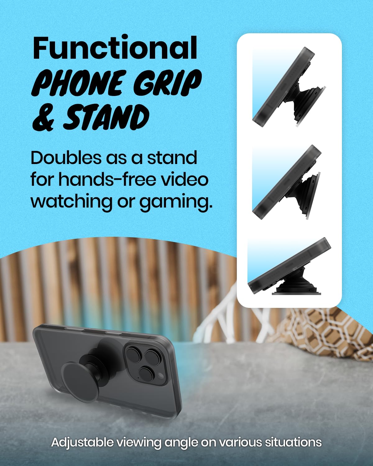 Solid Color Button Phone Grip – Minimalist Design, Durable and Lightweight, Grip and Stand for Smartphones (Hot Pink, Adhesive Type)