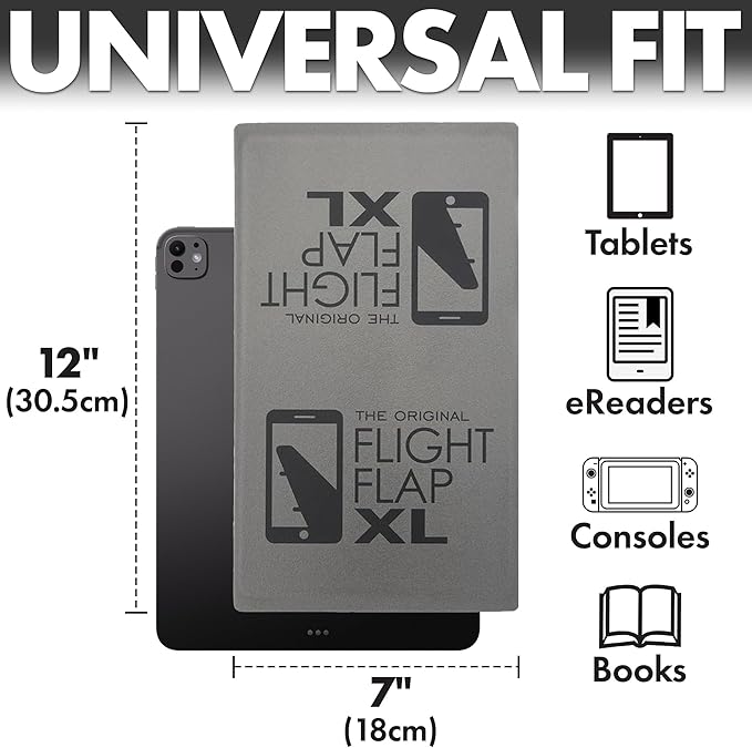 Airplane Tablet Holder, Extra Large 12x7” Flexible Cell Phone and Tablet Holder, Folding Cellphone Stand for Desk, Kindle, Bed, Long Flight Travel Accessories, Plane Essentials (Gray)