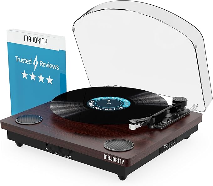 Vinyl Record Player with Bluetooth 5.3 in & Out | Record Player with Speakers & USB Recording | Bluetooth Record Player with AUX Input & RCA Output | Slipmat Included | Majority Moto Turntable