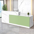 Reception Desk with Counter Modern Checkout Counter with Lockable Drawer Keyboard Tray Receptionist Desk for Office Salon Reception Table Q Right 71inch/180cm