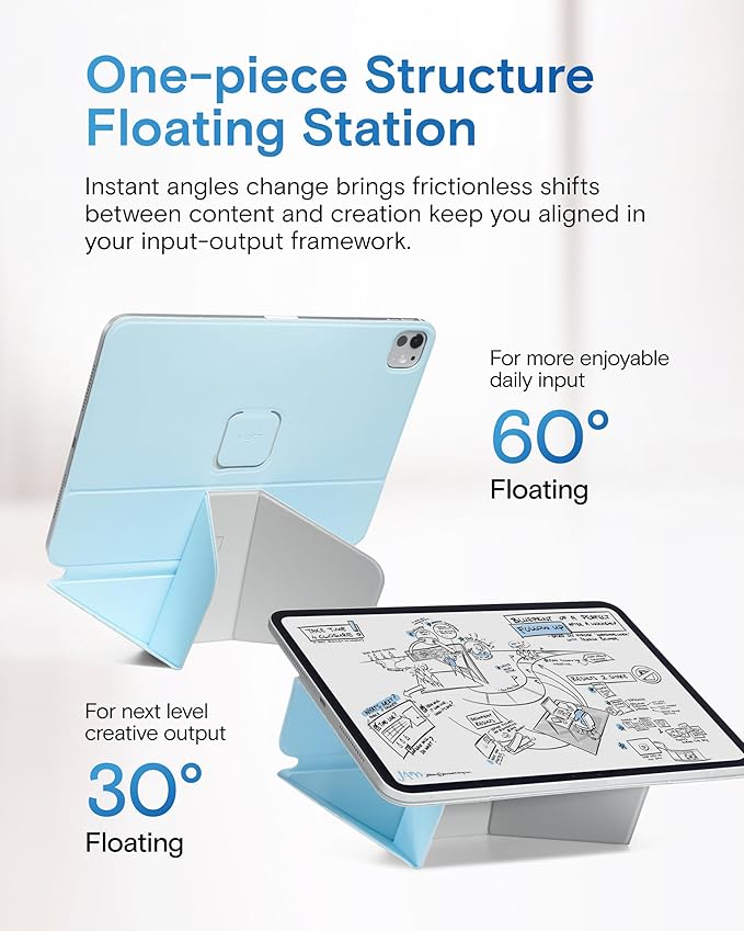 MOFT Dynamic Folio Case for iPad Pro 13 Inch (M4) 2024, Silm Magnetic Stand Case with 20+ Viewing Angles, Auto Wake/Sleep, Ultra Thin, Soothing Mist x Misty Cove