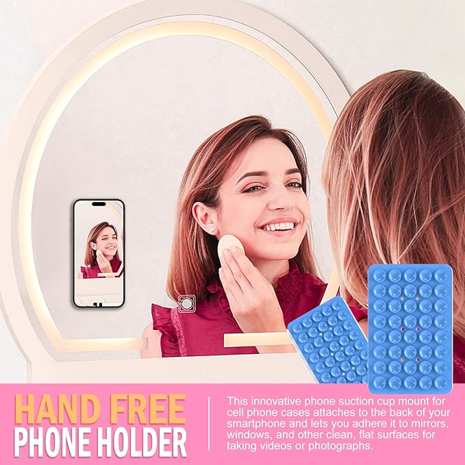 2PACK Silicone Double Sided Suction Phone Case Mount, Detachable Hands Free & Strong Grip Holder for Selfies & Videos, Compatible iPhone Android (Blue, 2Pack 40 Suction Cups)