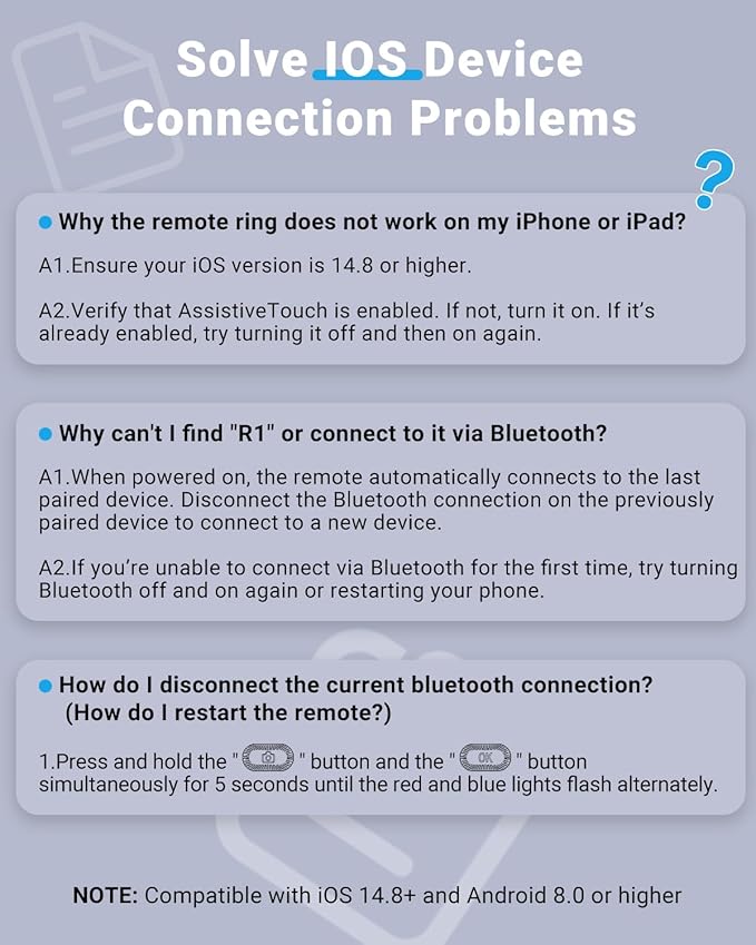 TikTok Scrolling Ring Remote Control, Camera Shutter Remote, Wireless Bluetooth Scrolling Ring for iPhone, iPad, iOS, Android - Black