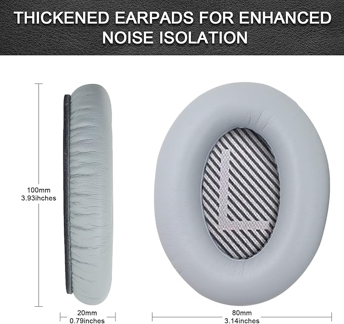 Replacement Ear Pads for Bose QuietComfort 35 35 II 15 25(qc 35 25 15/QC35 ii), Headphone Ear Covers, High Density Memory Cotton, Soft Leather, Adaptive Noise Isolation Headphones Pads Cushions