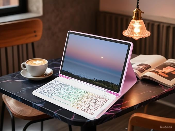 Keyboard Case for Samsung Galaxy Tab S10 FE / S9 FE 10.9 inch/Tab S9 / S8 / S7 11 inch - with 3 Color Backlit Mouse Detachable Keyboard Case