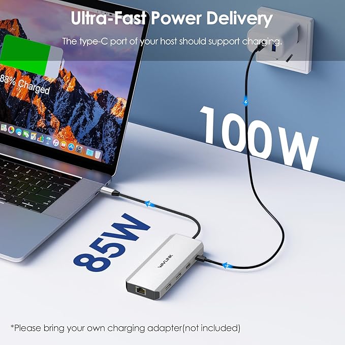Laptop Docking Station,WAVLINK Triple Monitors Dock,Dual DisplayPort,HDMI