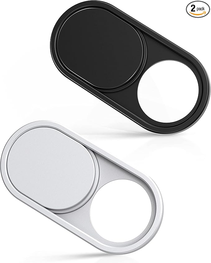 imluckies Metal Webcam Cover Slide, 0.023 inch Camera Cover for Laptop Computer MacBook Pro/Air iMac iPad Tablet iPhone 8/7 Plus, Echo Show/Spot Web Camera Blocker Privacy Protector [1 Black+1 White]