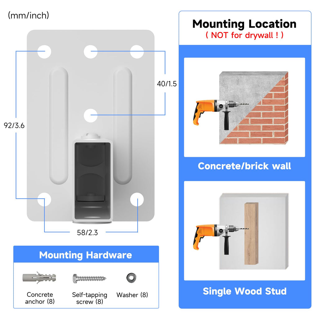 suptek Dual Side Clamping Bookshelf Speaker Wall Mounting Bracket for Large Surrounding Sound Speakers, Hold Up to 55 lbs, White (SPM201W)