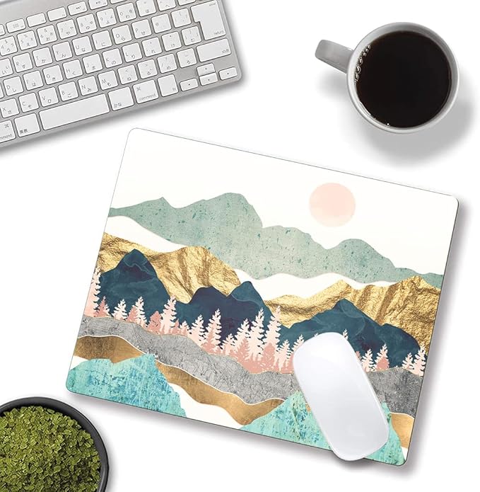 Mouse Pad, Abstract Mountain Mouse Pad, Washable Square Cloth Mousepad for Gaming Office Laptop, Non-Slip Rubber Cute Computer Mouse Pads for Wireless Mouse, Personalized Mouse Pads for Desk