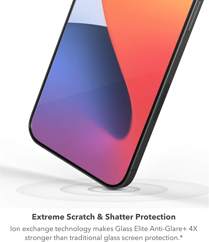 ZAGG InvisibleShield Glass Elite Anti-Glare Plus - Blocks Glare from your device - Made for iPhone 12 Mini, Clear, 200106676