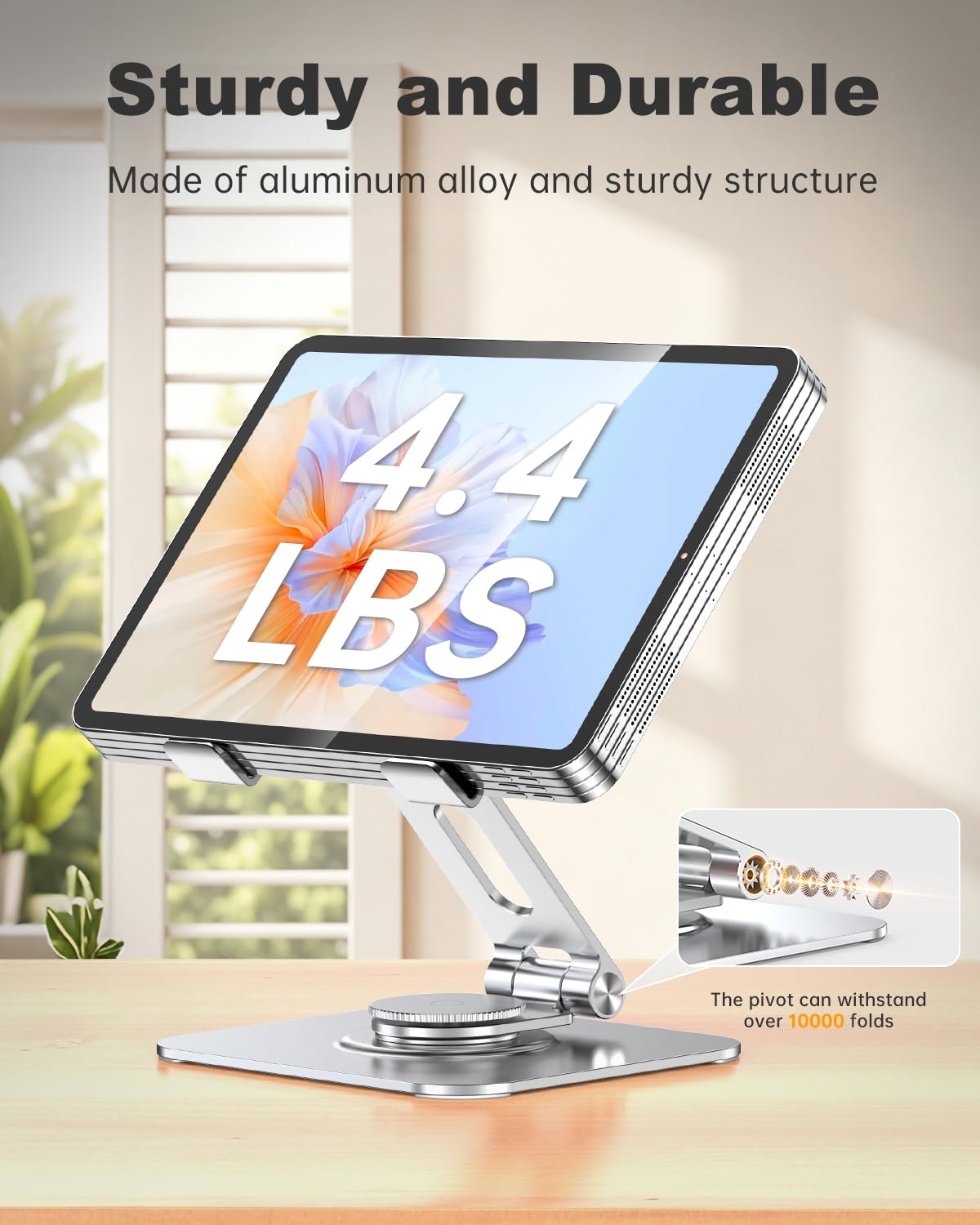 Gorablix Aluminum Tablet Stand, 360° Rotating iPad Holder Fits 4-13"