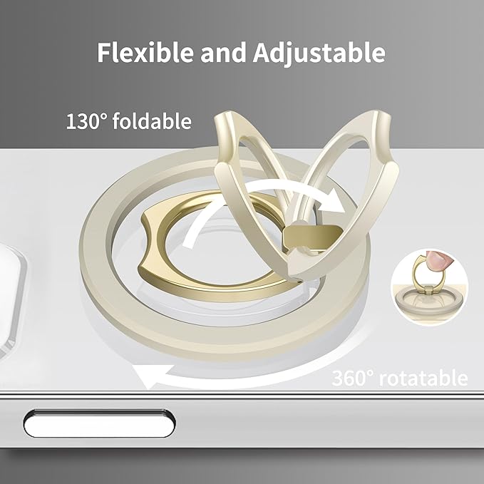 PROfezzion Thin Metal Ring Holder for MagSafe, Removable Strongest Magnetic Phone Grip for iPhone 16 15 14 13 12 Pro Max Plus with Mag-Safe Case [Not for Regular Case] [MagSafe Car Mount Compatible]
