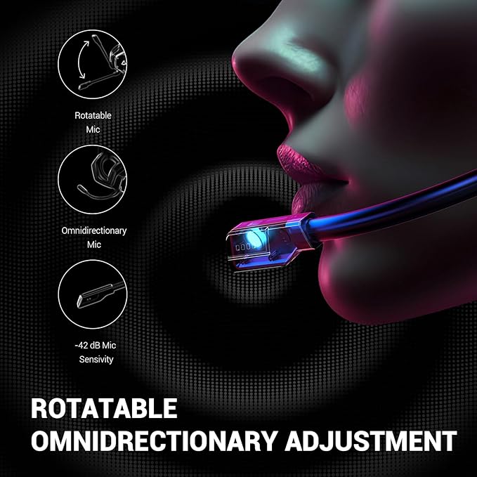 EKSA E1000 V2 Gaming Headset, PC Headset with USB C Plug, Wired Headphones with Noise Canceling Microphone, 7.1 Surround Sound, RGB Light, include USB Adapter for Computer,Mac, PS4/PS5 Console, Laptop