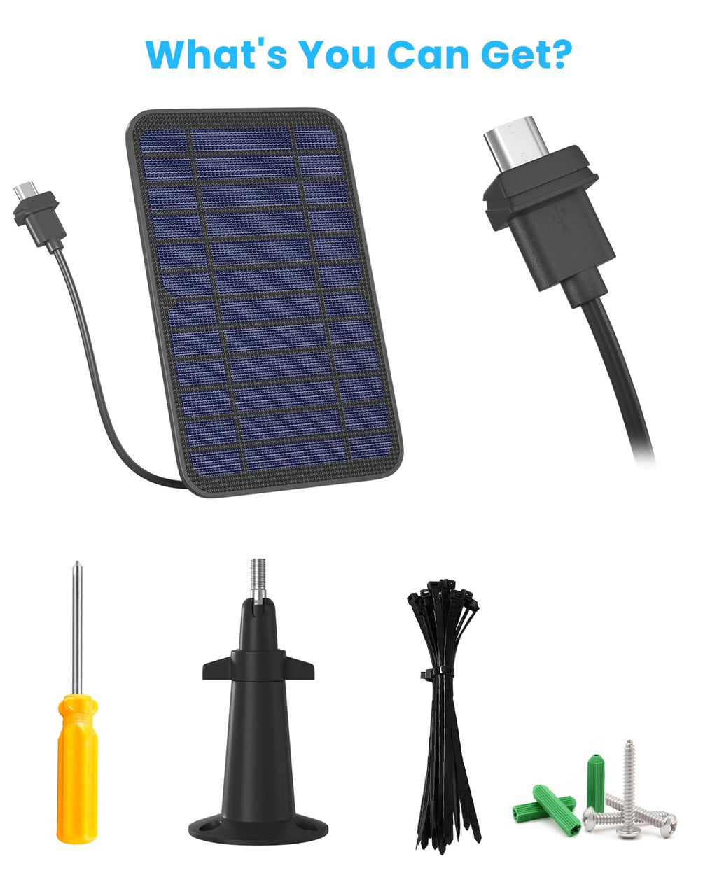 5W Solar Panel Charger Compatible with Blink Outdoor/Outdoor(3rd Gen)/XT XT2 Camera, Solar Panel for Blink Camera, 13.1ft Charging Cable & Rubber Plug, IP65 Weatherproof with Secure Wall Mount, 3 Pack