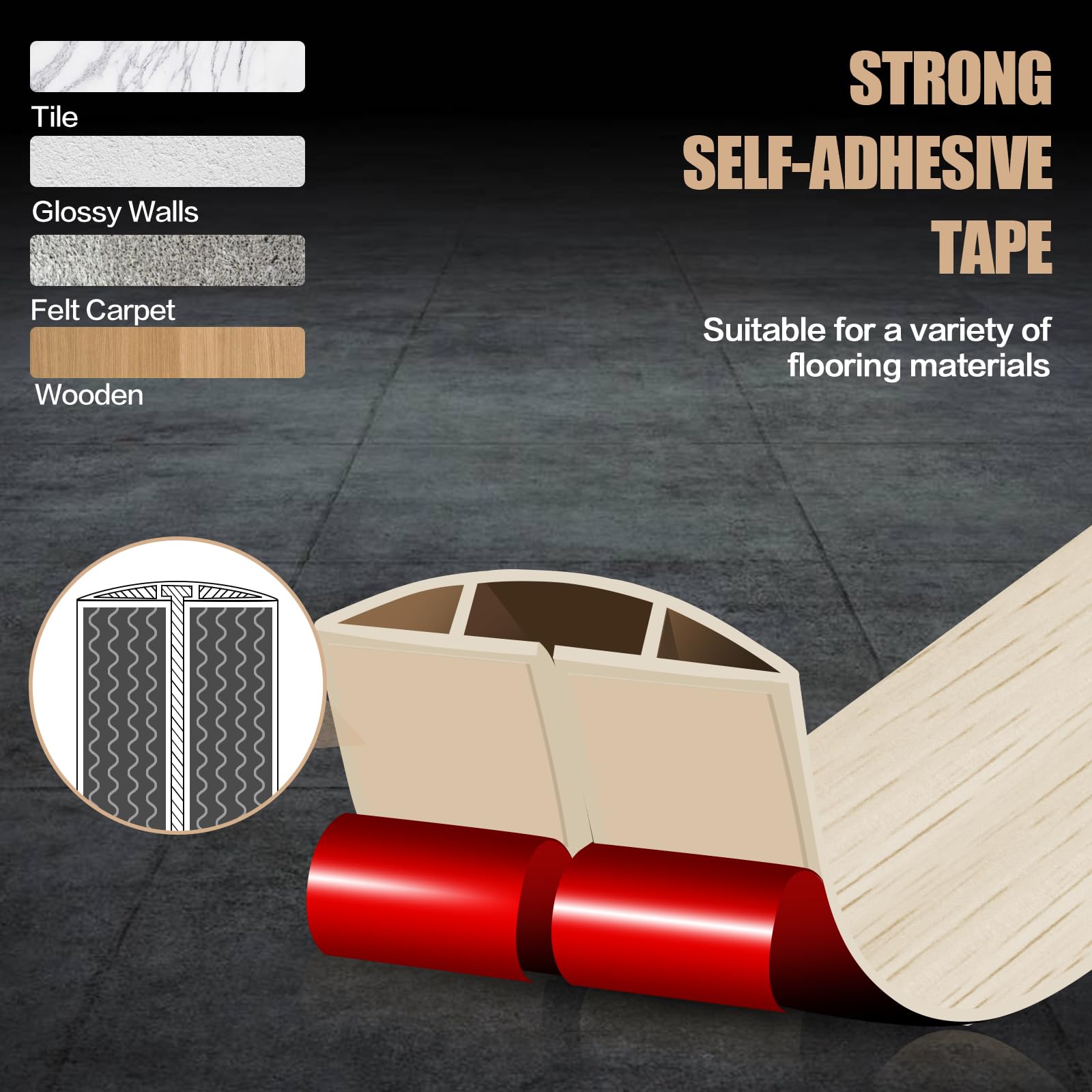 Floor Cord Cover Cavity 0.8"x0.37" Self Adhesive Cord Hider, 3.3FT Low Profile Cable Management, Extension Strip Protector for Wires, Prevent Cable Trips for Offices, Gyms, Exhibitions (Yellow Wood)