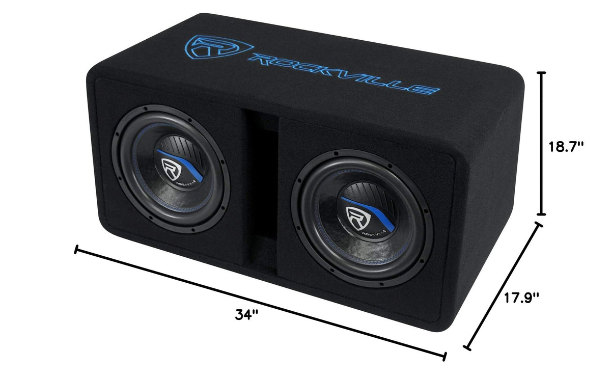 Rockville DV10K52 Dual 10" K5 Car Subwoofers Vented Enclosure Box 2 Ohm
