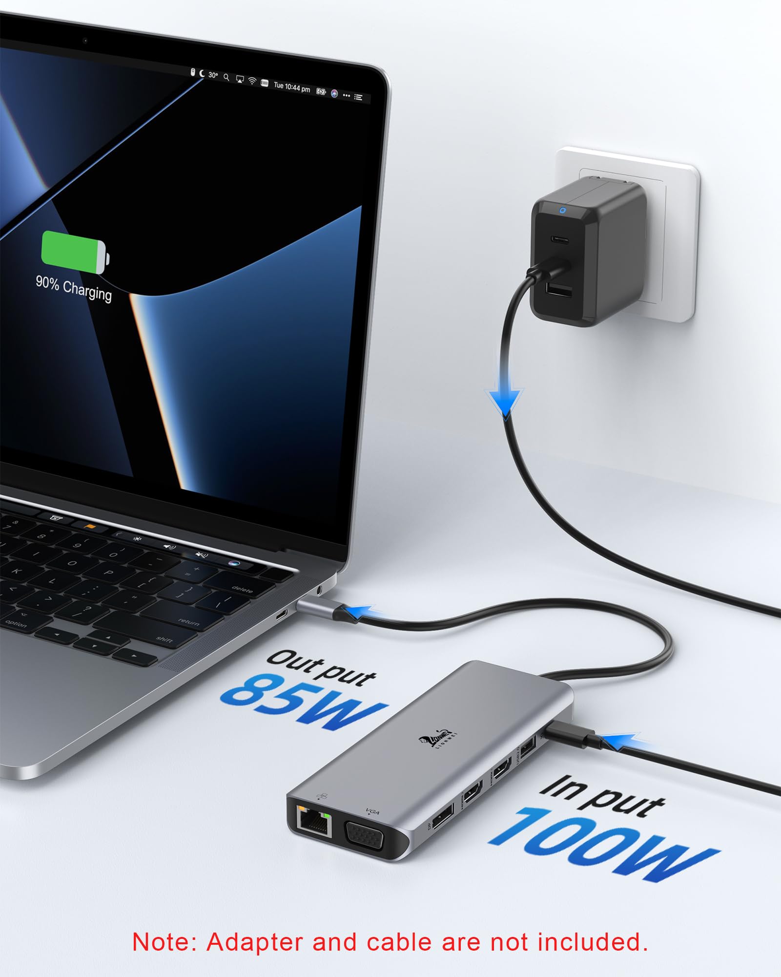 13-in-1 Docking Station to 4 Monitors, LIONWEI USB C Hub for Laptop Mac