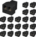 Uvital RJ12 6P6C 3 Female Telephone Line Splitters, Phone Jack Splitter, Telephone Landline Cable Connector and Separator(Black, 20 Pack)