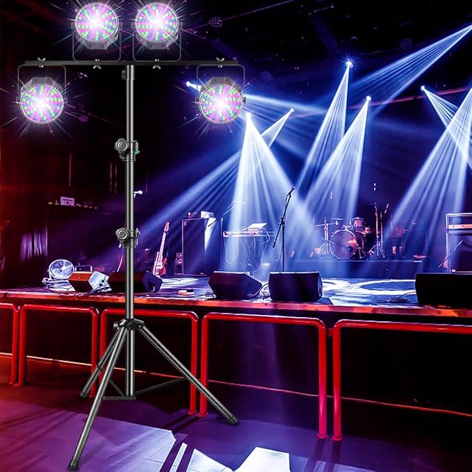 DJ Stand, T-Bar Tripod Stage Lights Stand Portable and Adjustable 49-114 Inch Heavy Duty for Stage, Bar, Par Light