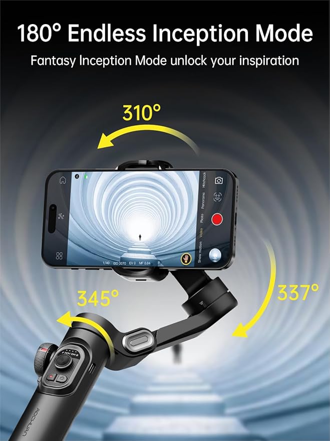 Phone Gimbal Stabilizer 3-Axis Smartphone Foldable Handheld Gimbal for iPhone with Focus Wheel TikTok YouTube Vlog Stabilizer for iPhone16 15 14 13 12 Pro Max Android-Smart XE