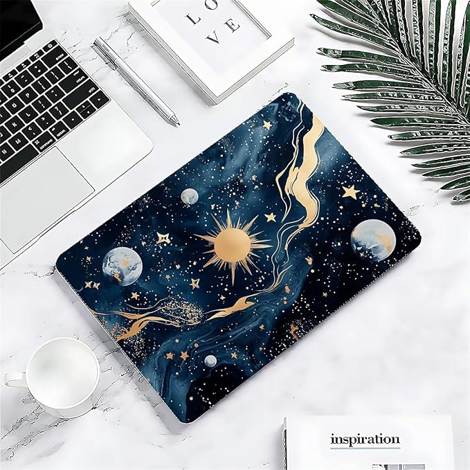 Compatible with MacBook Air 13.3 13.6 Inch Case 2022 2021 2020 2019 Plastic Hard Shell Case Cover,13.3 Air (A1932/A2179/A2337), Moon and Sun