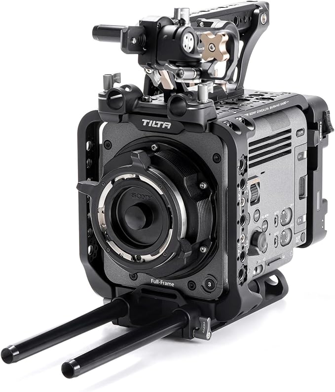 Tilta Camera Cage Compatible with Sony BURANO | Arri Rosettes, 1/4"-20 and 3/8"-16 Threads | w/Top Handle, Left/Right Side Arm, Battery Plate (Advanced Kit - Gold Mount)