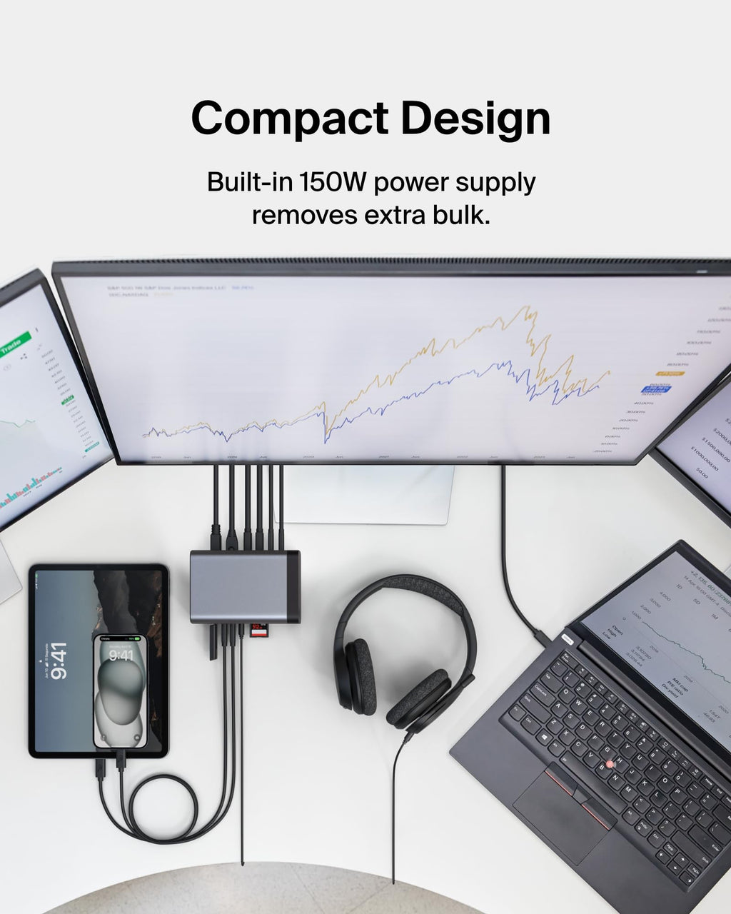 Belkin USB-C Hub 11 in 1 Pro GaN 150W Triple 4K HDMI Windows, Laptops