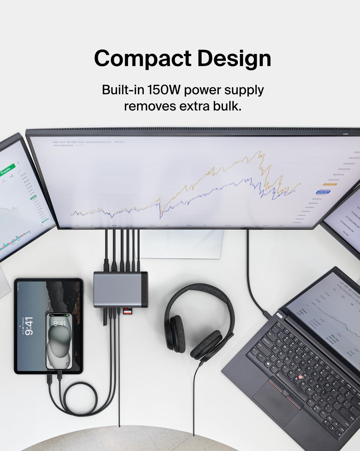 Belkin USB-C Hub 11 in 1 Pro GaN 150W Triple 4K HDMI Windows, Laptops